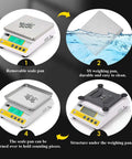 Digital Precision Lab Scale Ten Kilogram 0.1 Gram With 13 Unit Conversions showing stainless steel pan and LCD display