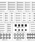 Top Shelf Universal TV Mount Hardware Kit Loaded With Premium Vesa Screws Security Washers And Precision Spacers for various sizes.