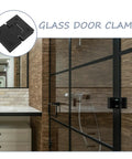 304 Stainless Steel Shower Door Hinges 180 Degree Glass Clamp for Frameless Bathroom Doors matte black hardware