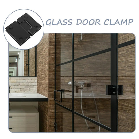 304 Stainless Steel Shower Door Hinges 180 Degree Glass Clamp for Frameless Bathroom Doors matte black hardware