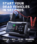 Turbo Boost Eight In One Car Jump Starter With Air Compressor And Power Bank, 7000A Jump Starter on car engine