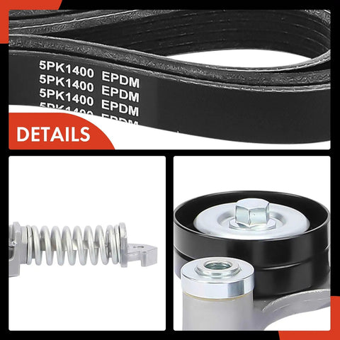 Engine Serpentine Belt Drive Kit For Chevrolet Cruze 2012-2015 And Cruze Limited 2016 DOHC L4 1.4L DIY Friendly with details