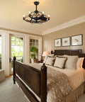 17.8 Inch Caged Industrial Ceiling Fan With Remote Control And Light Kit in a stylish bedroom setting