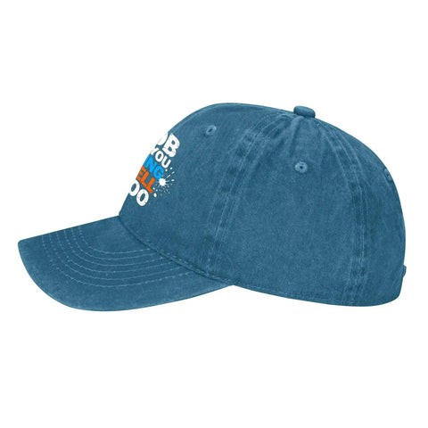 Side view of low profile lightweight cyan blue cap unisex hat with adjustable buckle for women and men, breathable, casual vibe