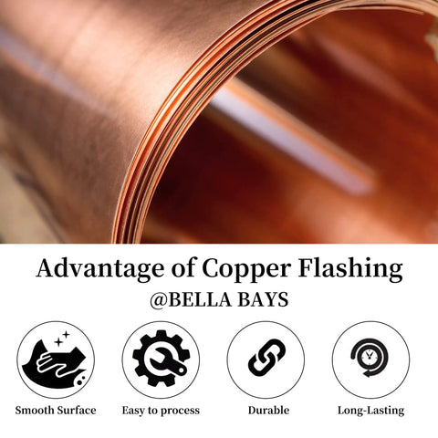 Copper Flashing Sheet Roll 24 Gauge 6 Inch By 10 Foot For Roofing And DIY Projects ASTM B152 Smooth Surface