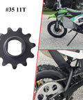 35 Tooth 11T Sprocket For Electric Motorbike ATV Quad Dirt Pit, Beefy Alloy Heat Treated High Strength Drive Sprocket, 35 Chain Compatible, Reduces Slippage And Wear, Improves Transmission Efficiency And Stability, Durable Performance, #35 11T sprocket shown with dirt bike chain drive