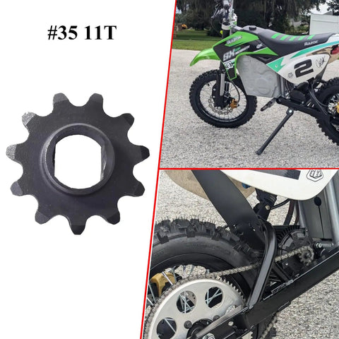35 Tooth 11T Sprocket For Electric Motorbike ATV Quad Dirt Pit, Beefy Alloy Heat Treated High Strength Drive Sprocket, 35 Chain Compatible, Reduces Slippage And Wear, Improves Transmission Efficiency And Stability, Durable Performance, #35 11T sprocket shown with dirt bike chain drive