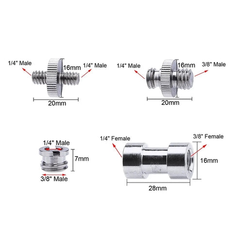 Versatile 21 Piece 1/4 Inch And 3/8 Inch Converter Screw Adapter Kit For Camera Tripod Monopod Ball Head Quick Connect