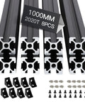 8 Piece 1000mm T Slot Aluminum Extrusion 2020 European Standard Anodized Linear Rail for 3D Printer Parts and CNC DIY