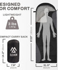 All Season Portable Sleeping Bag For Adults Teens And Kids Waterproof Lightweight With Compression Sack dimensions shown