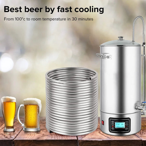 GeppHill 1/2 in x 50 ft 304 stainless steel tubing coil beside an immersion water chiller unit