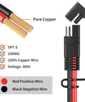 Straight Up Heavy Duty Sae Extension Cable 12 Foot With 16Awg Thick Core Wiring, Pure copper wires with waterproof connectors.