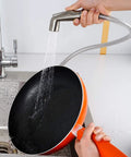 Versatile Kitchen Sink Side Sprayer with Quick Connector 1/4 Inch Female Thread Hose Fitting Brushed Nickel in use cleaning pan