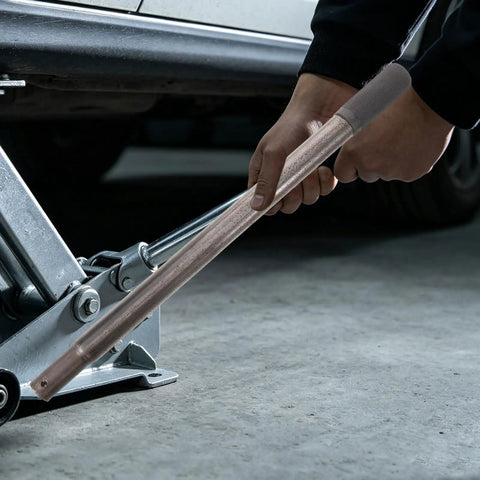 Replacement Car Bottle Jack Handle For Tight Spaces Beefy Steel And Plastic Build With Precise Lever Ratio in use