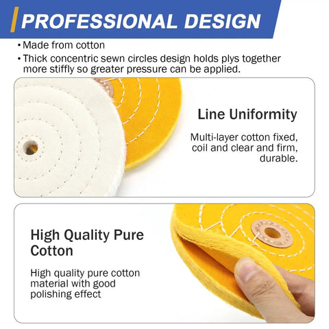 6 Inch Buffing Polishing Wheel Kit With Half Inch Arbor For Bench Grinder Pro Grade Fine 40 Ply And Medium 30 Ply Wheels detail