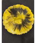 Yellow And Black Resin Lazy Susan With Gold Leaf Floral Centerpiece For Kitchen Or Dining Table 13.5 Inch Charcuterie Board