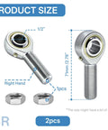 Heavy Duty Male Rod End Bearing With 1/2 Inch Bore And 1/2-20 Left Hand Thread Forged Steel Self Lubricating Pro Grade Automotive Linkage Two Pack showing size.
