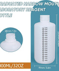 Two 32 Ounce Narrow Mouth HDPE Plastic Bottles With Caps Lab Grade Graduated Reagent And Sample Storage Containers For Medicine Water Storage Built Tough For DIY Chem Projects Translucent, 1000ml bottle with graduations