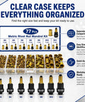 Pro Grade Carbon Steel Rivet Nut Tool Set With Assorted Mandrels And Flat Head Inserts Spanning M3 Through M12 organized in clear case.