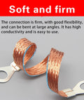 Five Pack Top Shelf Automotive Engine Grounding Straps Crafted From Flexible Copper Braid For Rock Solid Electrical Connections, close-up of a copper braid.