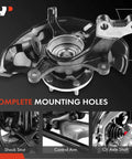 Front Left Steering Knuckle And Wheel Bearing Hub Assembly Fits Toyota Camry XLE SE And Lexus ES330 2004 Through 2006 Driver Side Drop In Replacement Direct Fit shown with complete mounting holes, control arm, and CV axle shaft connections.