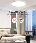 Bedroom with 9 Inch Flush Mount LED Ceiling Light 24W 1800LM No Delay IC Slim Fixture 6000K Daylight Ultra Bright