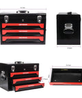 Heavy Duty Steel Tool Box With Three Drawers And Ball Bearing Slides Portable Tool Chest Organizer Lockable Powder Coated Garage Workshop Storage Cabinet For All Your Repair Tools