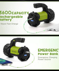 Rechargeable Camping Lantern With 800LM LED Spotlight And Flashlight, 3600mAh Battery, used as power bank charging device