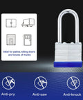 Heavy Duty Outdoor Padlock Set With Keys For Gates And Fences, Laminated Body 1-9/16 Inch Wide Long Shackle, anti-pry features