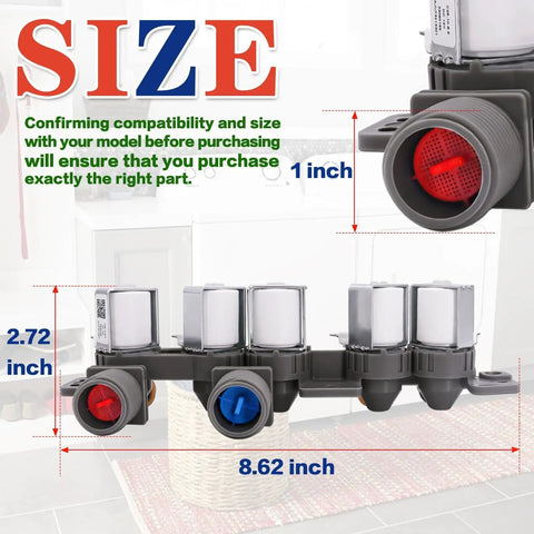 Washer Water Inlet Valve 12V Replacement Fit for WT1501CW Models Five Outlet Hot And Cold Valve Plug And Play Install Durable Laundry Machine Water Supply Valve Easy DIY Swap, 8.62 inch