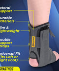 Lace Up Ankle Brace With Adjustable Support For Running And Court Sports Like Basketball And Volleyball Go-To Injury Recovery Gear For Sprains And Stability, Compression Stabilizer Ankle Brace For Men And Women Gray Large, showing lateral support and double straps.