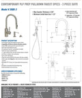 Contemporary Prep Sink Faucet With Pull Down Spray Head In Matte Antique Pewter Finish Top Shelf 3 Piece Kit specifications image.