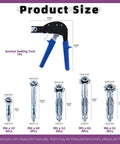 Hollow Drive Wall Anchors Kit, 19-Piece Zinc Plated Carbon Steel Molly Bolts Set With Wall Anchor Setting Tool, M4 M5 M6 sizes shown