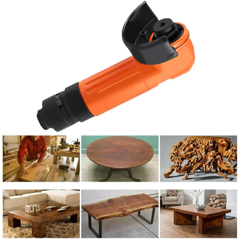 Heavy Duty Pneumatic Angled Grinder With Air Powered Motor for precise wood and metal grinding, featuring orange ergonomic design.
