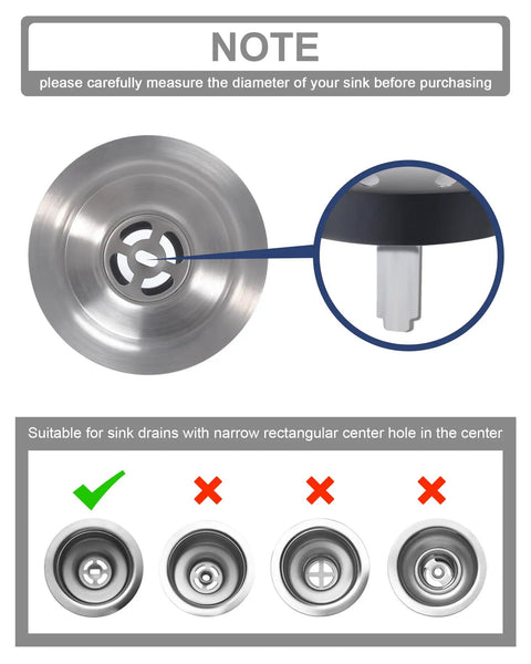 2 Pack Kitchen Sink Basket Strainers Replacement For 3-1/2 Inch Standard Drains Brushed Stainless Steel Body With Center Knob And Rubber Stopper Fits Most American Sinks Easy Install