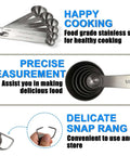 Must Have Sturdy Stainless Steel Measuring Spoons Set Of 6 With Metric And US Measurements, close-up with highlighted features
