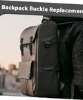 10 Sets Adjustable Backpack Buckles With Plastic Strap Clips Quick Release Replacement shown on black backpack