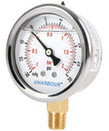 UHARBOUR glycerin-filled vacuum pressure gauge, 2.5 in clear dial, 1/4 in NPT bottom, stainless steel case