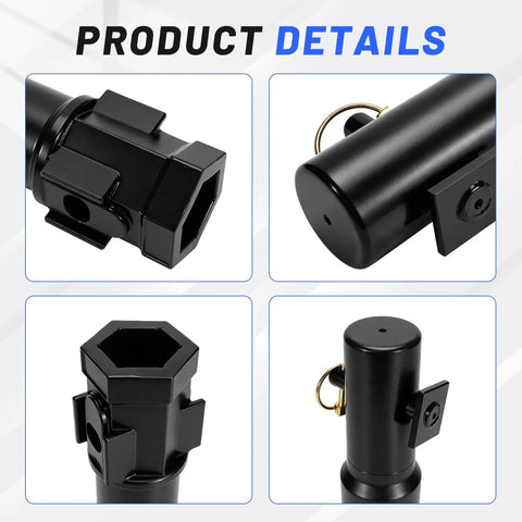 Heavy Duty Auger Adapter Coupler Converting Two Inch Female Hex To Two Nine Sixteenths Inch Male Round Shaft With Conversion Bolt Fits Skid Steer And Tractor Is A Grunt Work Beast That Makes The Dig Job Quick showing detailed views of hex and round shafts.