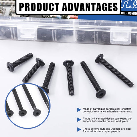 181Pcs M6 Hardware Kit All In One For Wood Furniture And Baby Crib Screws Set with visible bolts and storage box