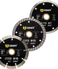 Three Pack 4.5 Inch Diamond Blade Set For Angle Grinder Turbo Continuous Rim For Cutting Stone Marble Granite Brick Concrete