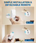 Remote Control Light Socket With 100 Ft Range, Wireless No Wiring Lighting Control For Pull Chain Fixtures, E26 And E27 Bulb Base, Magnetic Switch, ETL Listed, Easy Install, No Fuss Convenience in a hand showing detachable remote feature.