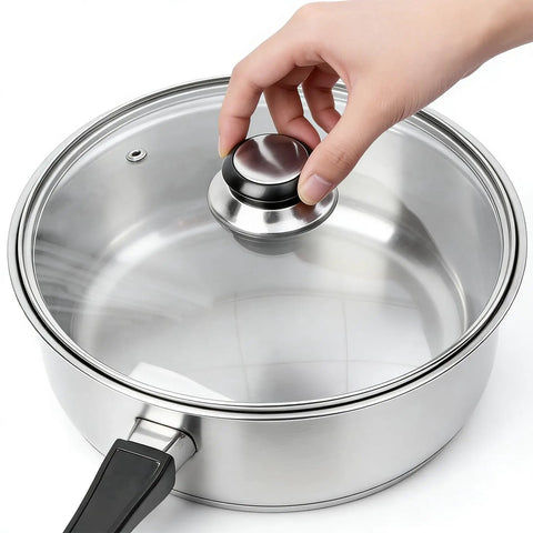Hand gripping 4 Pack Pot Lid Knobs Replacement Universal Stainless Steel Pan Lid Handle Covers For Glass Lids Heat Resistant Silver