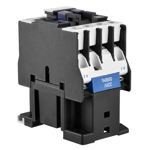 AC Contactor CJX2-1810 3 Pole Normally Open 24V Coil 380V Ue 18A Ie 50/60Hz DIN Rail Mount front view