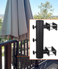 Heavy Duty Parasol Holder Clamp On Umbrella Mount For Deck Rails And Benches With Upgraded Triple Knob For Stable 1.3 To 2.0 Inch Poles