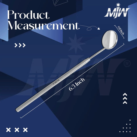 Dope Multi Use Dental Mirror 6.5 Inch Stainless Steel With Non Slip Handle For Teeth Care Lash Extensions And Pet Inspections Rust Resistant Easy Reach Grooming Tool For Home And Pros, product measurement image
