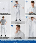 Go Getter Breathable Hazmat Suit And Disposable Coveralls in use, featuring double-sided zipper and hood for full protection.