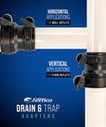 Tubular To 2 Inch Drain Pipe Flexible Adapter Coupling With EZYCLAMP Tool Free Bands, Fits 1.25 Or 1.5 Inch Tubular Piping Into 2 Inch DWV System, Quick Hand Tighten, No Screwdrivers, Glue Or Hardware, Easy Home Plumbing Fix on horizontal and vertical pipes