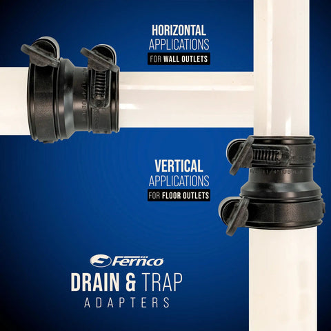 Tubular To 2 Inch Drain Pipe Flexible Adapter Coupling With EZYCLAMP Tool Free Bands, Fits 1.25 Or 1.5 Inch Tubular Piping Into 2 Inch DWV System, Quick Hand Tighten, No Screwdrivers, Glue Or Hardware, Easy Home Plumbing Fix on horizontal and vertical pipes