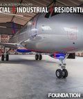 Straight Up Tough Matte Concrete Floor Coating For Garages Stops Oil Gas Grease And Tires Blocks Surface Dust Delivers Self Priming Heavy Duty Protection Three Gallon Complete Kit showcased on a large aircraft inside a hangar.